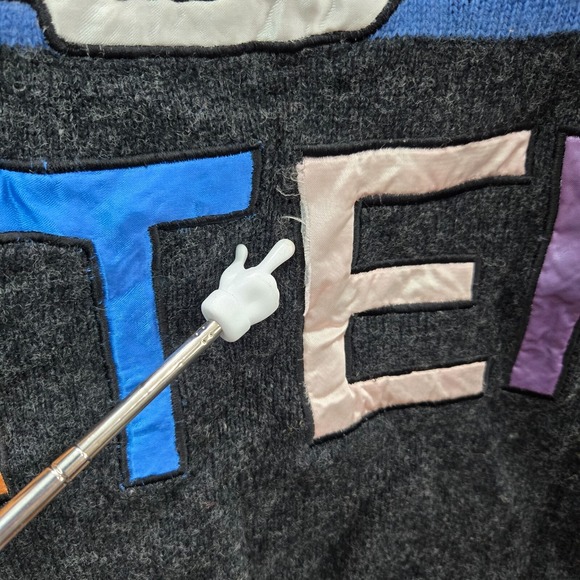 VINTAGE Freestyle Women Sweater M Wool Tunic Winter Sea‎ Lion Embroidered 90s - Picture 4 of 9